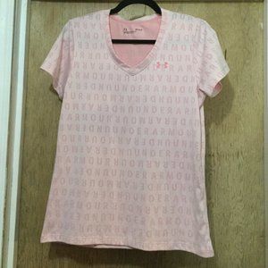 Under Armour short sleeve pink all over print t-shirt size medium